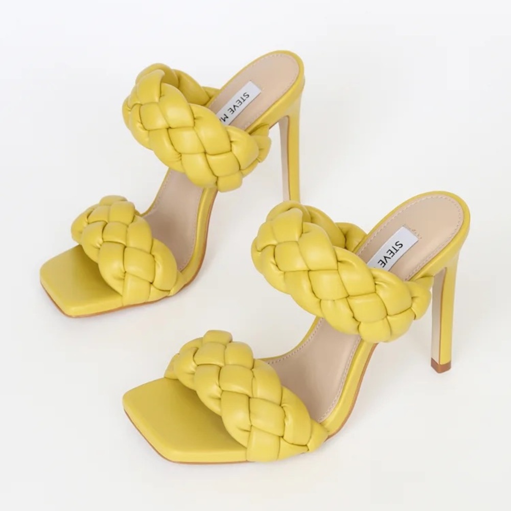 Steve Madden Kenley Leather High Heel Sandals Citron - Size 9.5